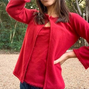 Y2K red sweater two-piece